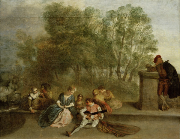A.Watteau, Belustigung im Freien van Jean-Antoine Watteau