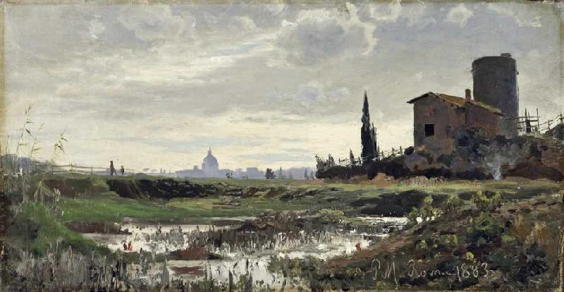 Blick auf Rom mit St van Jean-Antoine Watteau