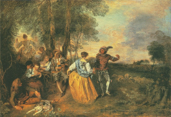 Die Hirten van Jean-Antoine Watteau