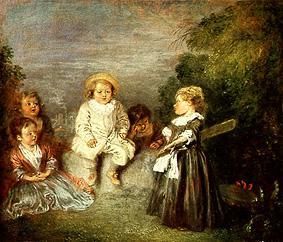 Kinder im Freien (Heureux âge d'or) van Jean-Antoine Watteau