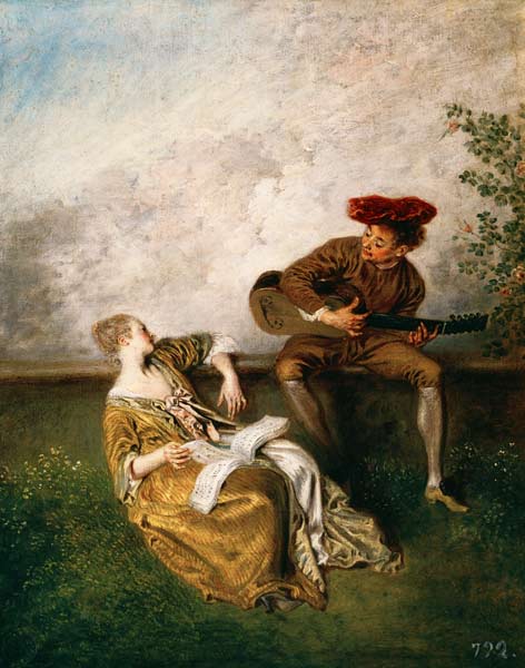 Watteau / The Singing Lesson / c.1717/8 van Jean-Antoine Watteau