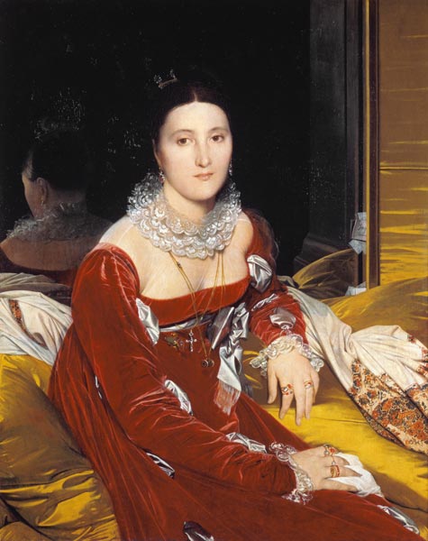 Portrait Marie Marcoz, spätere Vicomtesse de Senonnes van Jean Auguste Dominique Ingres