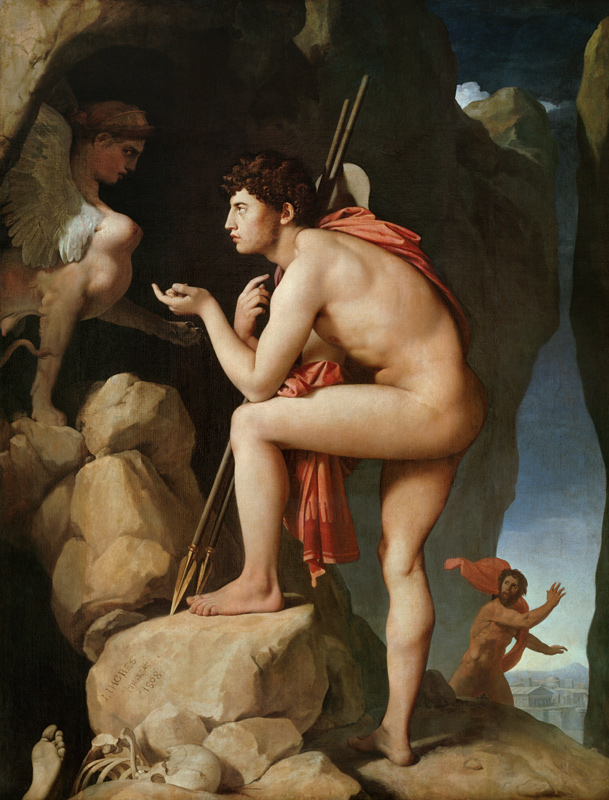 Ödipus löst das Rätsel der Sphinx. van Jean Auguste Dominique Ingres