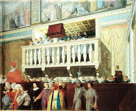 Cantoria in the Sistine Chapel van Jean Auguste Dominique Ingres