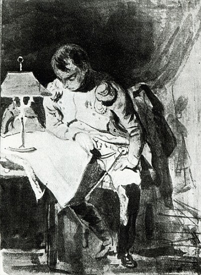 Napoleon studying his maps lamplight, c.1800 van Jean Auguste Dominique Ingres