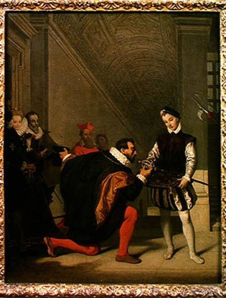Don Pedro de Toledo (1484-1553) Kissing the Sword of Henry IV (1553-1610) van Jean Auguste Dominique Ingres