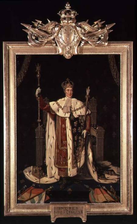 Portrait of Charles X (1757-1836) in Coronation Robes van Jean Auguste Dominique Ingres