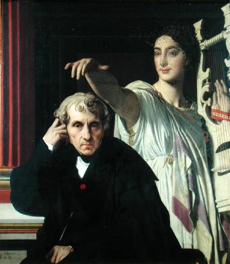 Portrait of the Italian Composer Cherubini (1760-1842) and the Muse of Lyrical Poetry van Jean Auguste Dominique Ingres