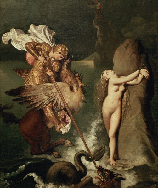 Ruggero rescues Angelica van Jean Auguste Dominique Ingres