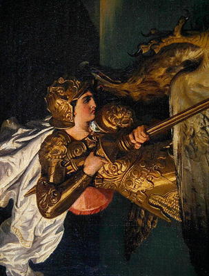 Ruggiero Rescuing Angelica, detail of Ruggiero, 1819 (oil on canvas) (detail of XIR 59757) van Jean Auguste Dominique Ingres