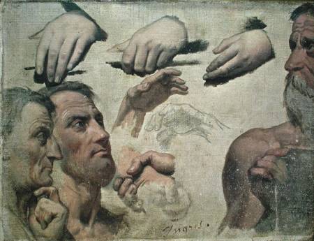Study of Heads and Hands for the Apotheosis of Homer van Jean Auguste Dominique Ingres