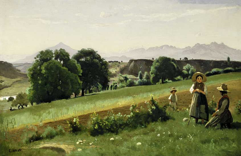 Landschaft in Haute Savoie (Mornex) van Jean-Babtiste-Camille Corot