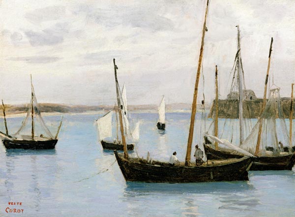 Granville, Fishing Boats van Jean-Babtiste-Camille Corot