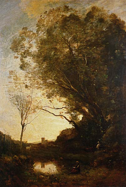 The Evening van Jean-Babtiste-Camille Corot