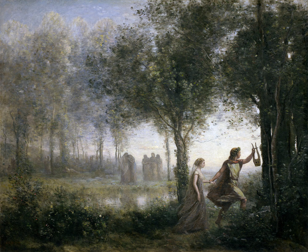 Orpheus Leading Eurydice from the Underworld van Jean-Babtiste-Camille Corot