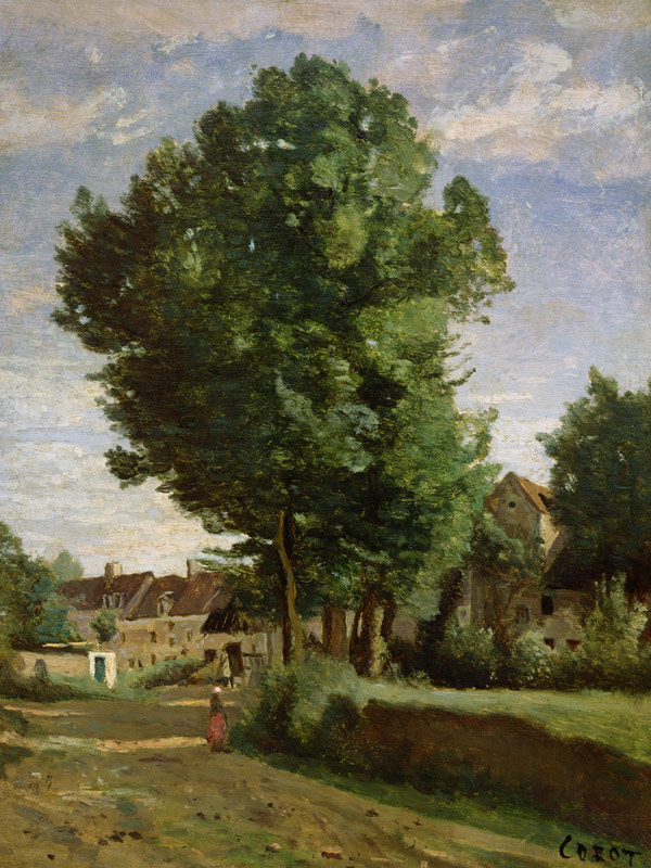 Outskirts of a village near Beauvais van Jean-Babtiste-Camille Corot