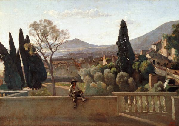 The Gardens of the Villa d'Este, Tivoli van Jean-Babtiste-Camille Corot