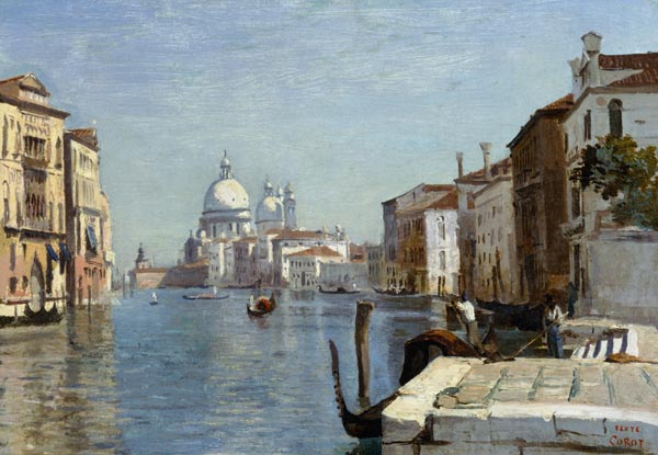Venice - View of Campo della Carita looking towards the Dome of the Salute van Jean-Babtiste-Camille Corot