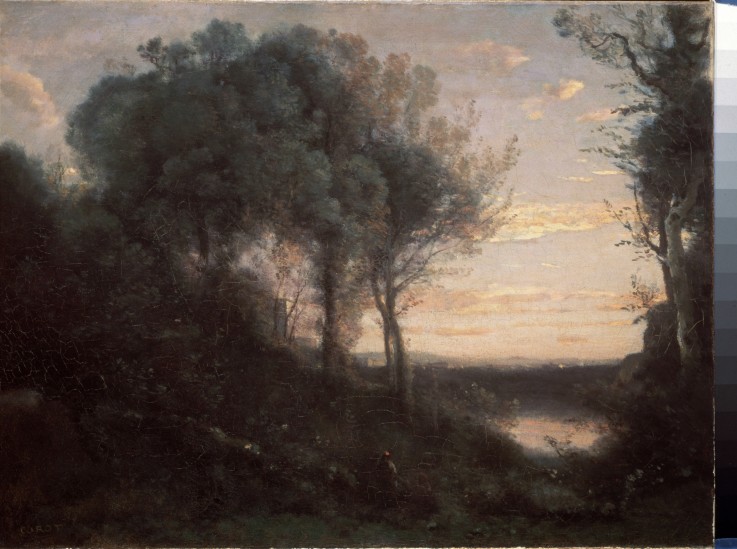 Evening van Jean-Babtiste-Camille Corot