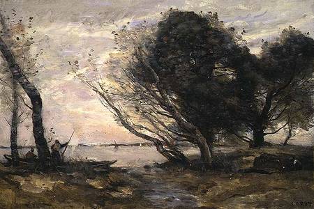 The Banks of the Lake after the Flood van Jean-Babtiste-Camille Corot
