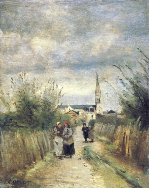 Auf dem Weg von der Kirche. Argenteuil van Jean-Babtiste-Camille Corot