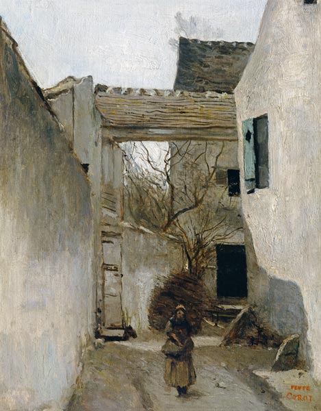 Ecouen, Corner of the Village van Jean-Babtiste-Camille Corot