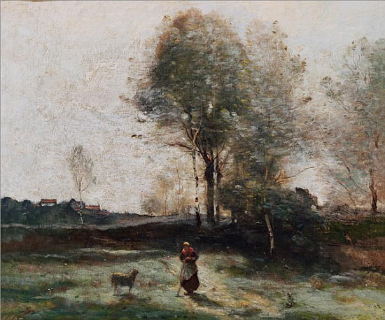 Landscape or, Morning in the Field van Jean-Babtiste-Camille Corot