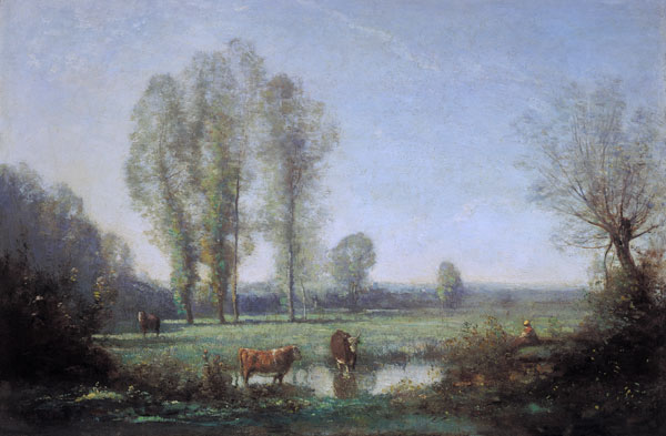 Morning mist van Jean-Babtiste-Camille Corot