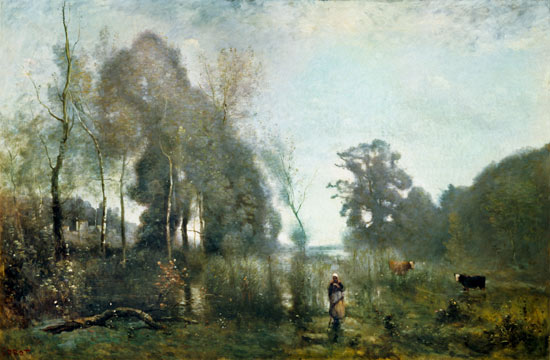 The pond at Ville d'Avray van Jean-Babtiste-Camille Corot