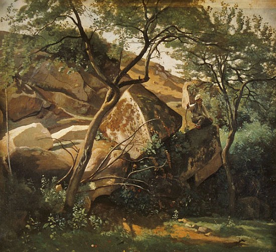 Rocks at Fontainebleau van Jean-Babtiste-Camille Corot
