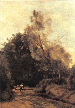 Weg am Waldrand, bei Vimoutiers van Jean-Babtiste-Camille Corot