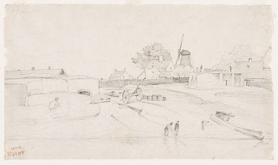 Windmill at Dunkirk van Jean-Babtiste-Camille Corot