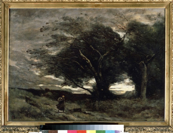 A Gust of wind van Jean-Babtiste-Camille Corot