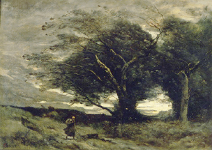 Ein Windstoss van Jean-Babtiste-Camille Corot