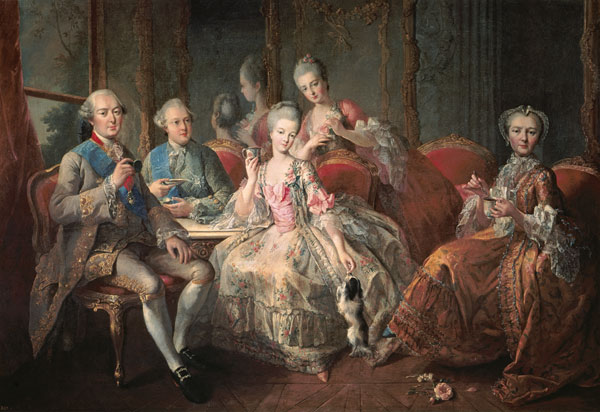 The Penthievre Family or The Cup of Chocolate van Jean-Baptiste Charpentier d. Ä.