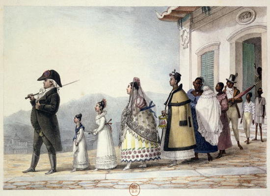 A Government Employee Leaving Home with his Family and Servants, from 'Voyage Pittoresque et Histori van Jean Baptiste Debret