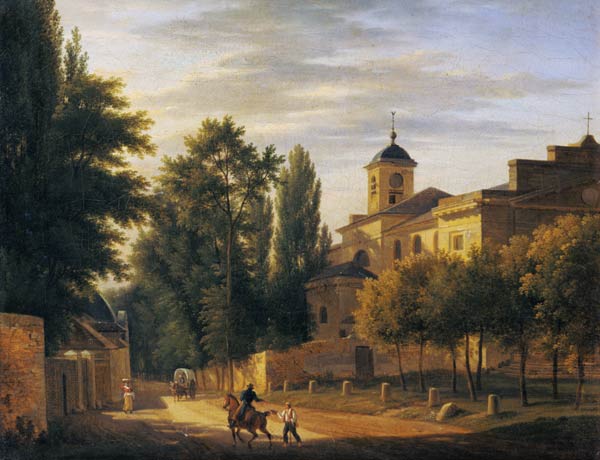 View of the Church of Ville d'Avray in c.1820 van Jean Baptiste Gabriel Langlace