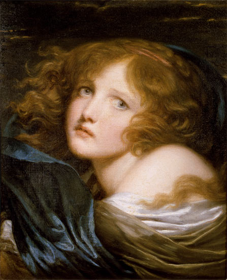 Head and Shoulders of a Young Woman van Jean Baptiste Greuze