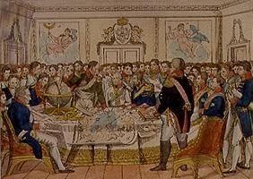 Wiener Friedenskongress 1831 mit den Fürsten Europas (Mitte: Die Kaiser Franz und Alexander)