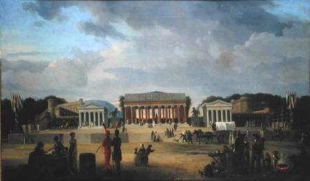 View of the Grand Theatre Constructed in the Place de la Concorde for the Fete de la Paix van Jean-Baptiste-Louis Cazin