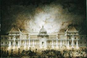 The Luxembourg Palace Illuminated for the Fete du Roi in 1780 (pen & ink and bistre on paper)