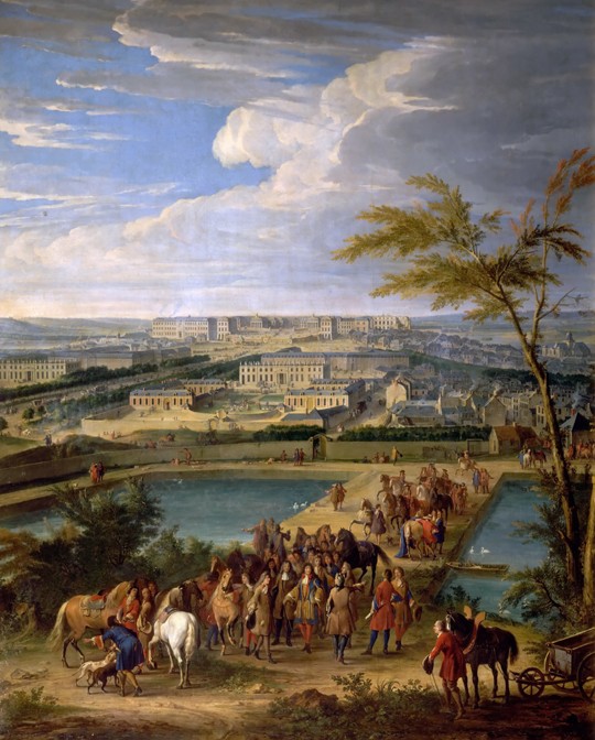 View of the city and Palace of Versailles, as seen from the Montbauron hill van Jean-Baptiste Martin