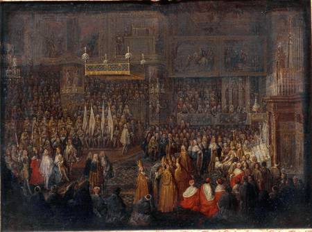 Coronation of Louis XV (1710-74) 25th October 1722 van Jean-Baptiste Martin
