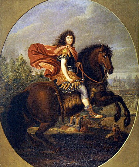 Equestrian portrait of Louis XIV van Jean-Baptiste Martin