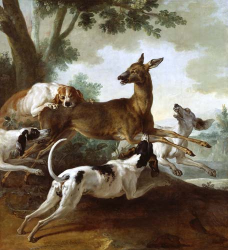 A Deer Chased by Dogs van Jean Baptiste Oudry