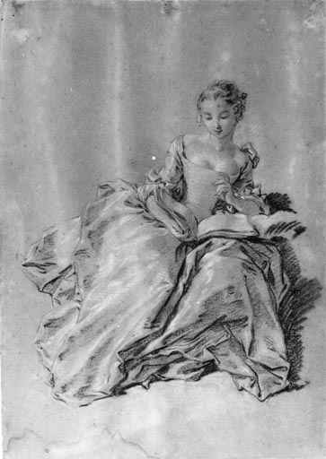 Femme assise et lisant van Jean Baptiste Oudry