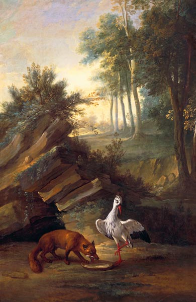 The Fox and the Stork van Jean Baptiste Oudry