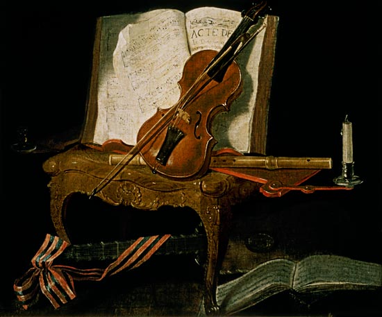 Still Life with a Violin van Jean Baptiste Oudry