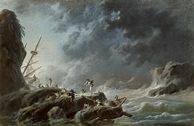 Seesturm mit Schiffswrack van Jean-Baptiste Pillement