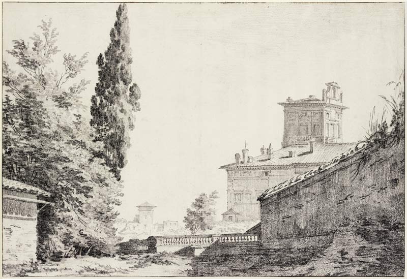 Italienische Villa mit Terrasse van Jean-Baptiste Regnault